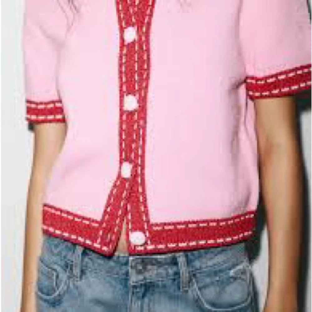 Zara Pink and Red Cardigan - Picture 1 of 2